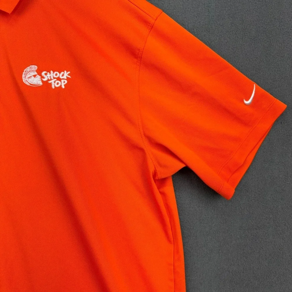Nike Golf Dri-Fit‎ Polo Shirt XL Orange Shock Top Men's Athletic Golf